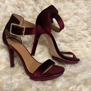 Calvin Klein Vivian Burgundy velvet heels.